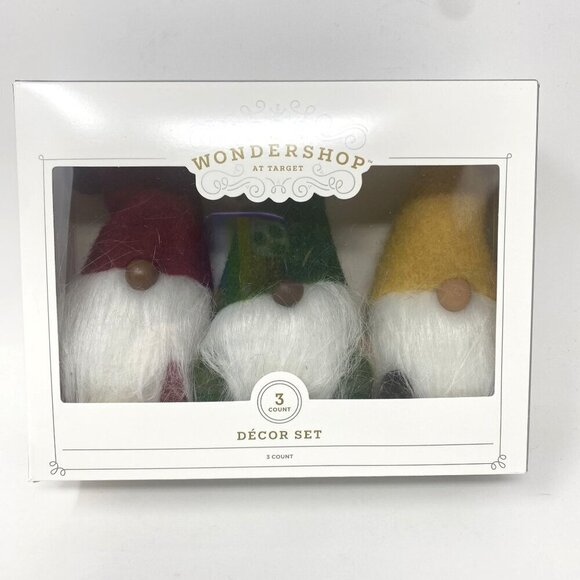 Target Wondershop 3 Gnome Decor Set Felted Holiday Tabletop Mantel - Picture 1 of 8